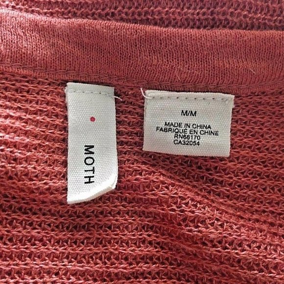 MOTH ANTHROPOLOGIE Womens Sweater Size Medium Burnt Orange Knit Hi Low B… - Picture 5 of 7
